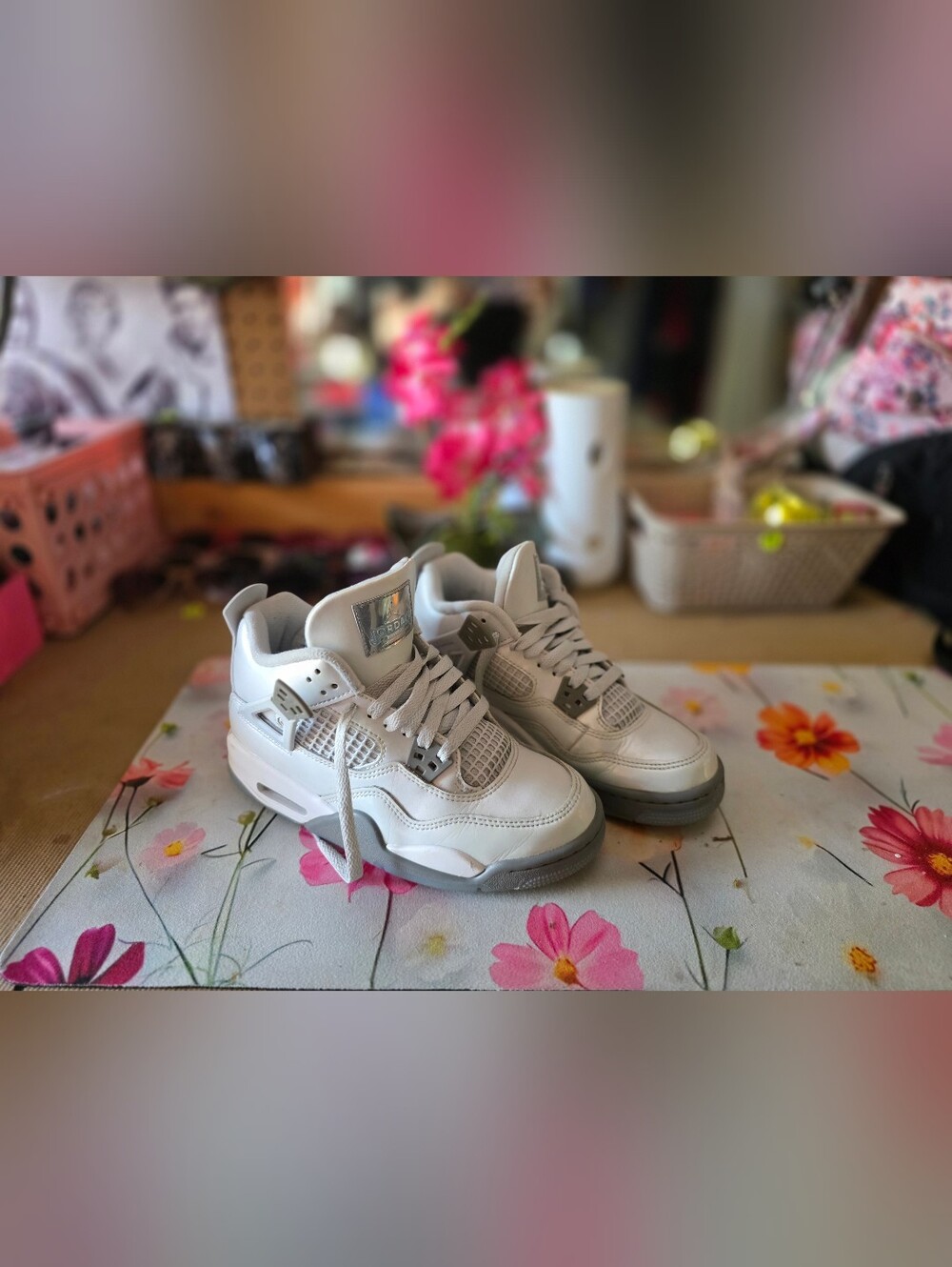 Jordan Kids White and Silver Retro Sneakers
